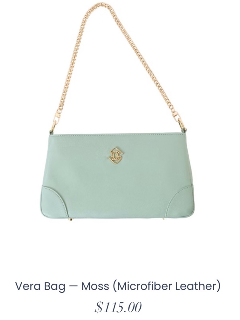 Vera Shoulder Bag in Moss Green with Gold Chain